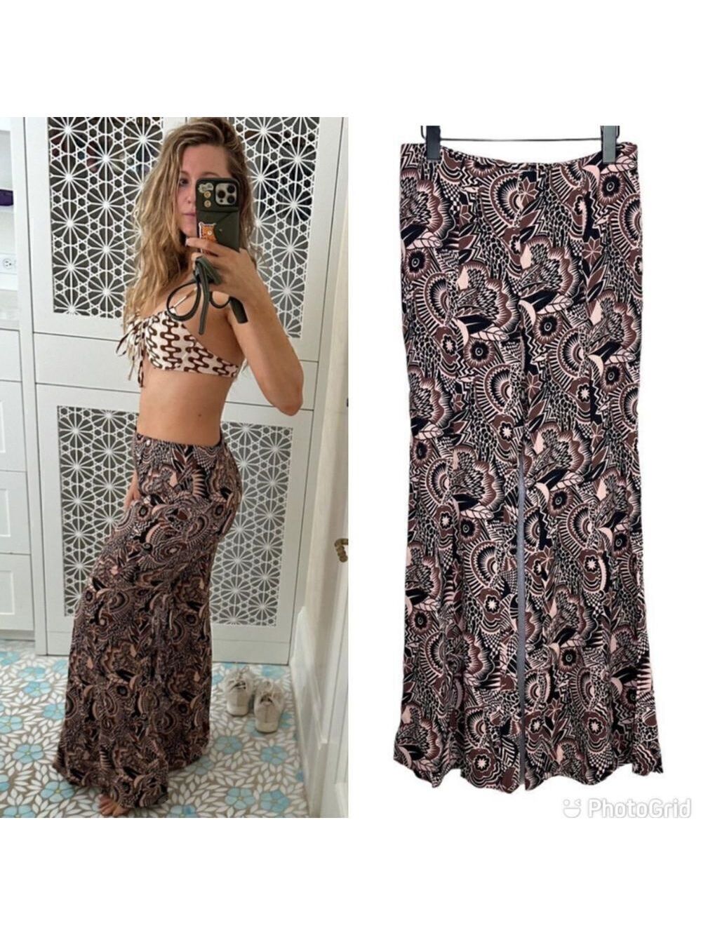 NEW Anthropologie Printed Drapey Flare Pants